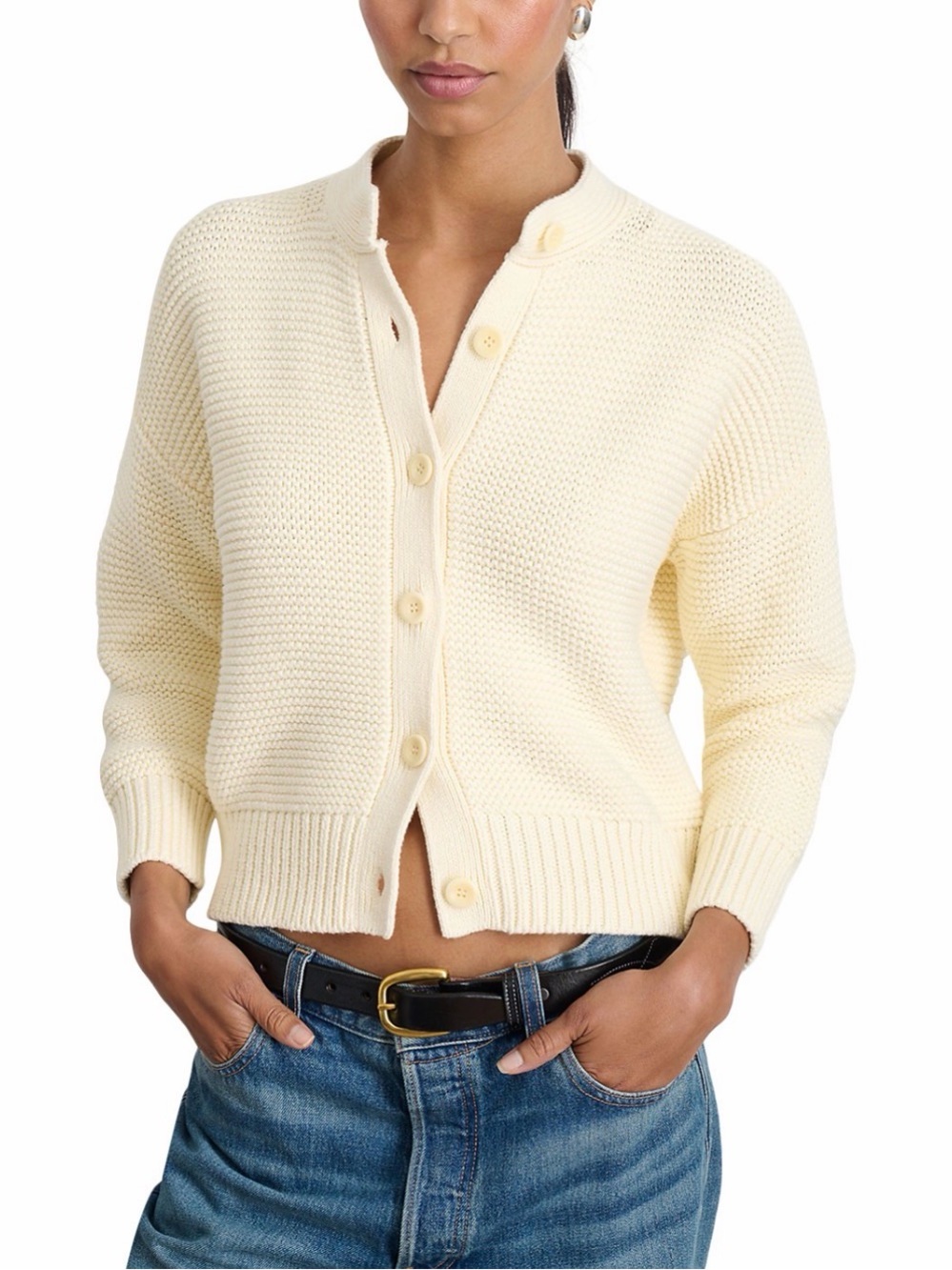 Alex Mill Cream Button-Up Knit Cardigan